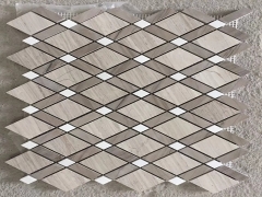 mosaico de diamantes de mármol de madera gris y madera blanca