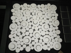 baldosas de círculo de mosaico de mármol blanco de carrara
