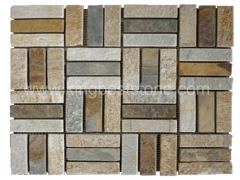 azulejos de mosaico del panel de pared de piedra pizarra oxidado