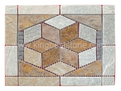 azulejos de mosaico en forma de diamante de pizarra oxidado y gris