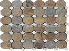 mosaicos de pizarra de cuarzo oxidado natural redondo