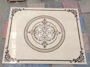 royal botticino crema marble square waterpiece medallion tiles
