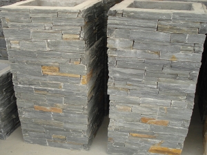 columna de piedra natural de cemento pizarra negra