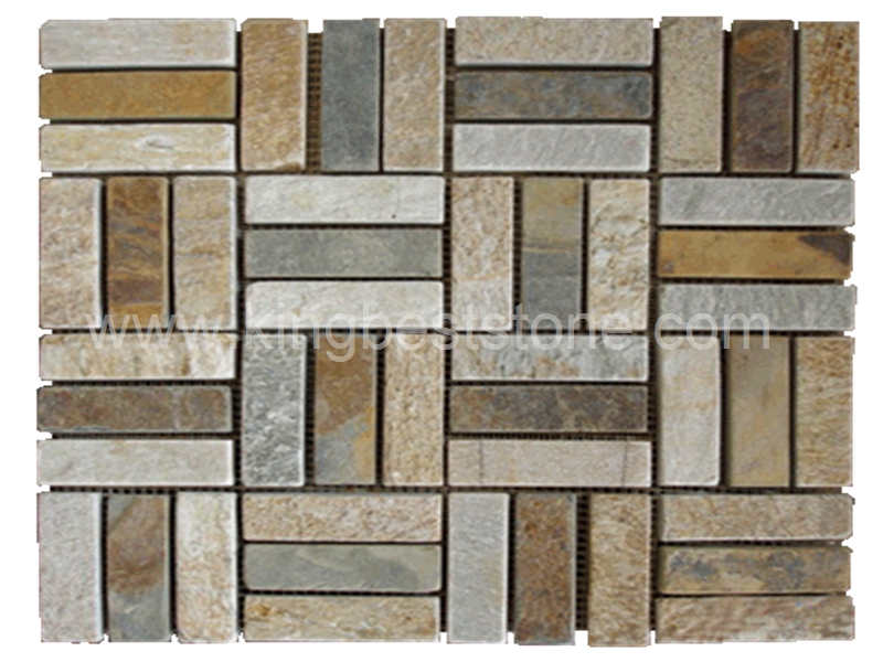 Rusty Slate Stone Square Mosaic Tiles