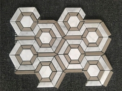 mosaico de mármol blanco en hexágono redondo patrón