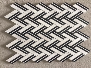 Patrón de mosaico de mármol blanco nero marquina y carrara