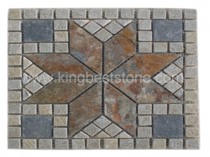 patrón de flor de piedra pizarra azulejos de mosaico pequeños